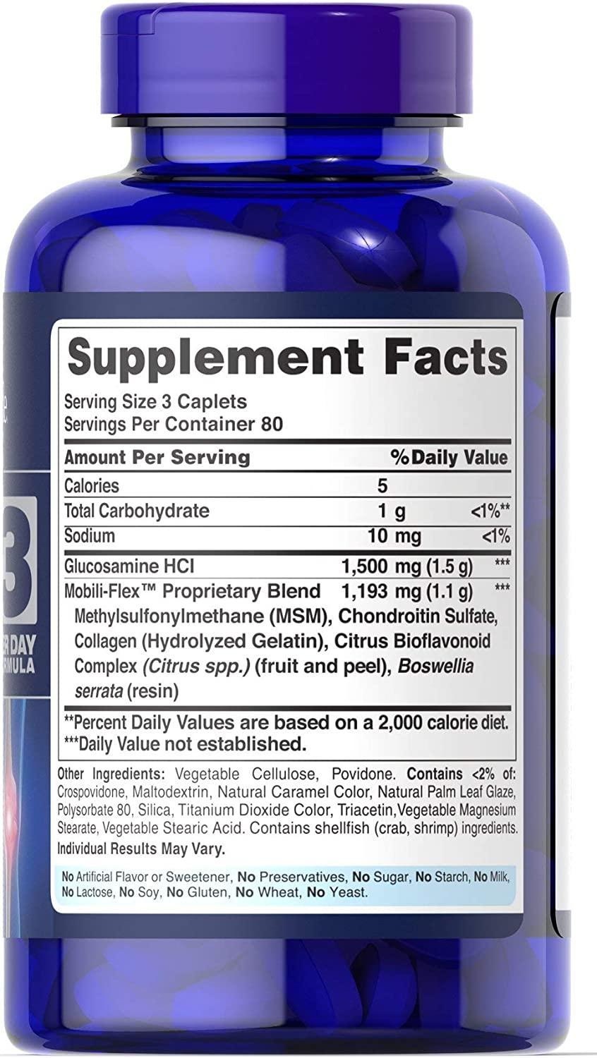 Puritan's Pride Glucosamine Chondroitin & MSM Supplement 240 Count, 3