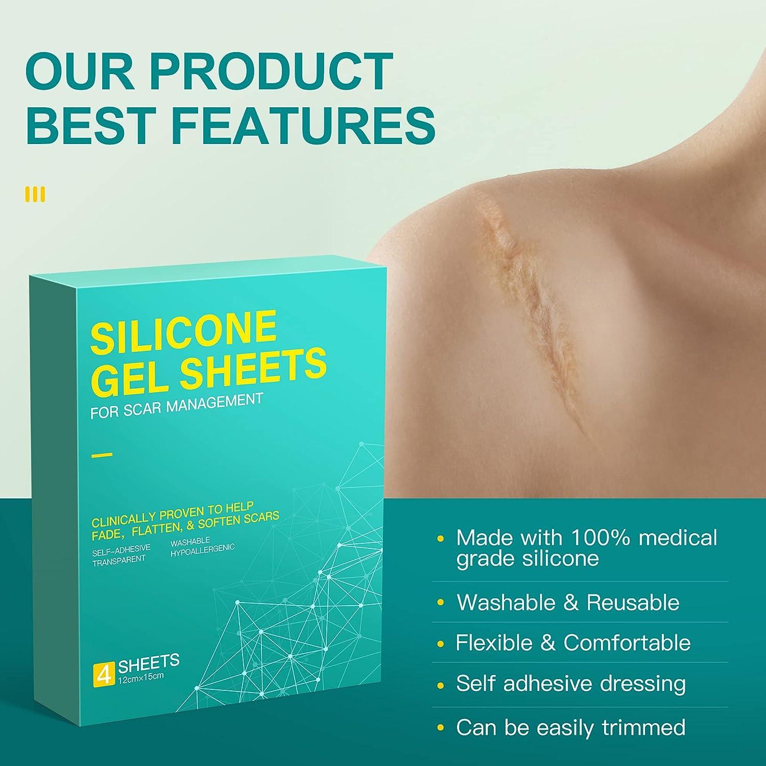 Medical Grade Big Silicone Scar Sheets 6 x 5 4 Patches for Scars Treatment and Removal