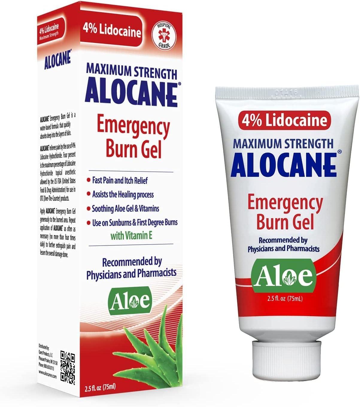 Alocane Maximum Strength Emergency Burn Gel, Aloe, 2.5 Oz, 2 Pack