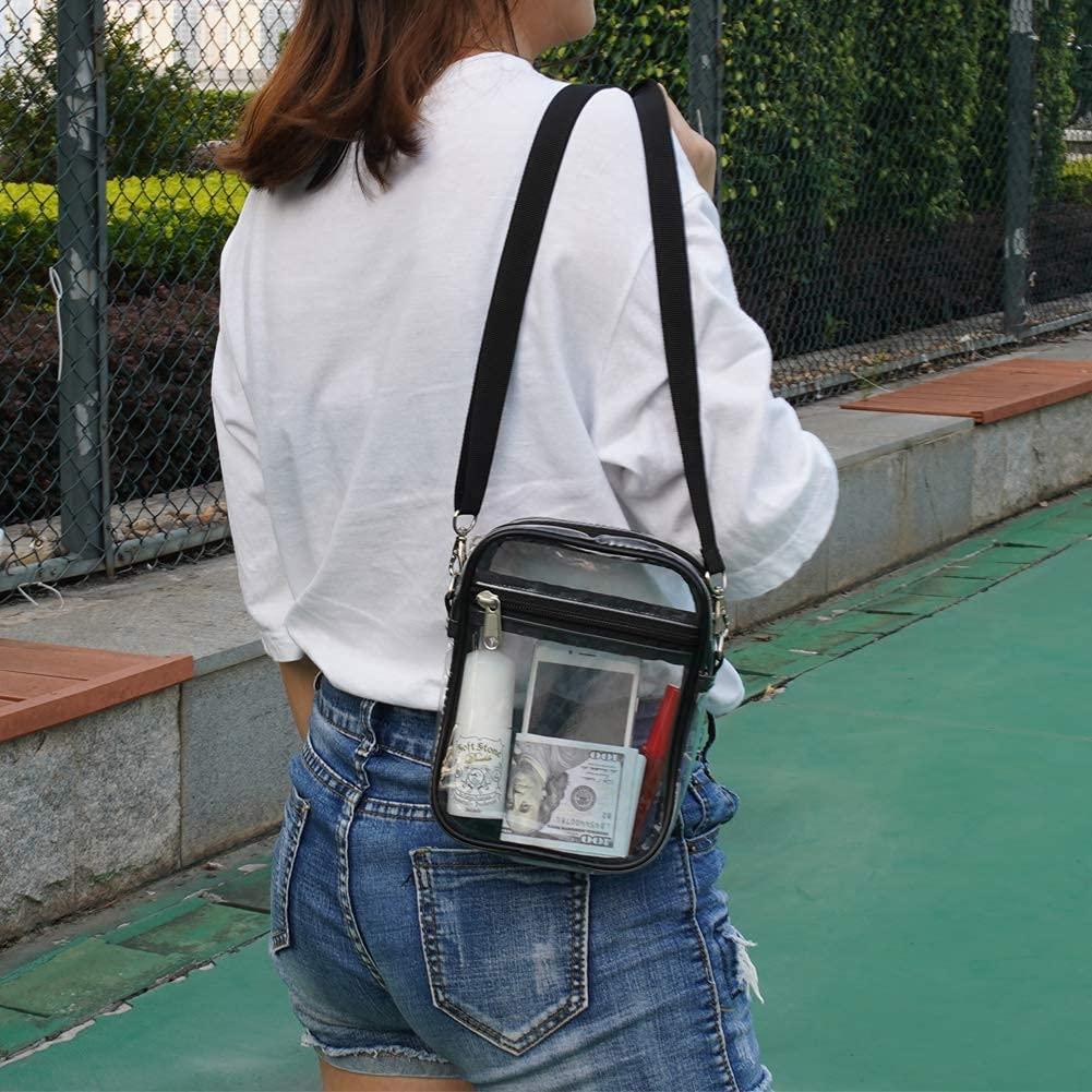 Clear Crossbody Purse Bag, Stadium Approved for Concerts, Festivals Sblack