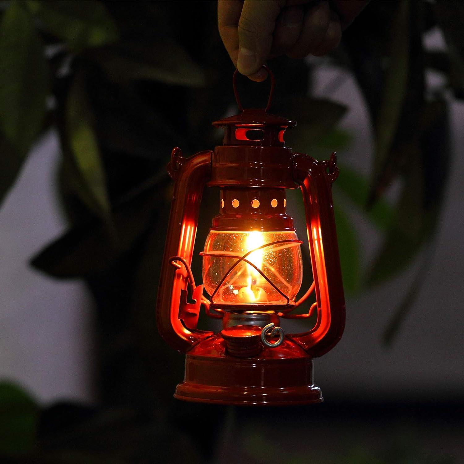 Small Kerosene Lantern Hurricane Lantern Oil Lamp 8 Inch Indoor Outdoor  Hanging Lantern with Wick for Christmas Party Decorations Camping Hiking  Backpacking Emergency (4 Pieces Red) Red 4