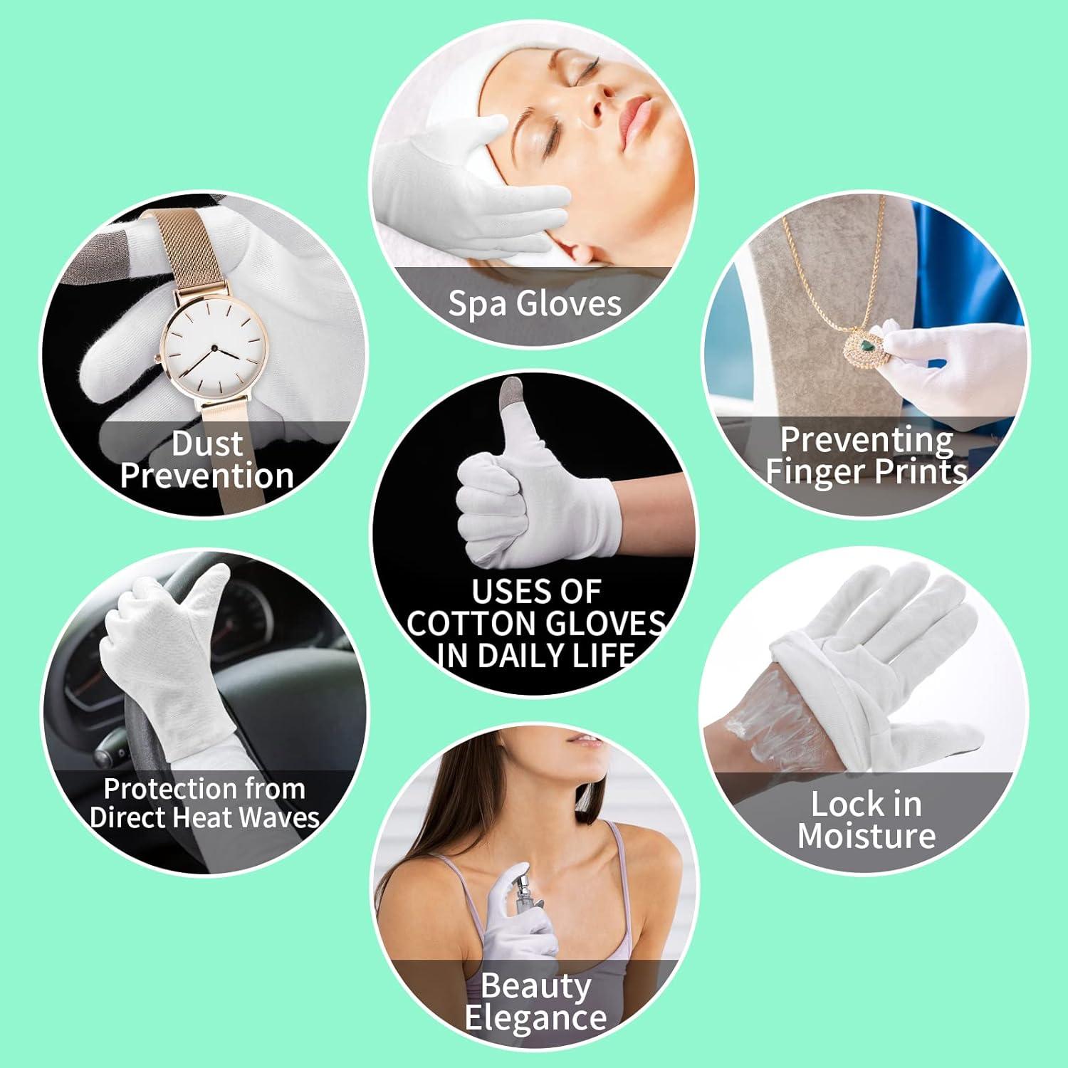 Sibba 3 Pairs Touch Screen Moisturizing Gloves White Cotton