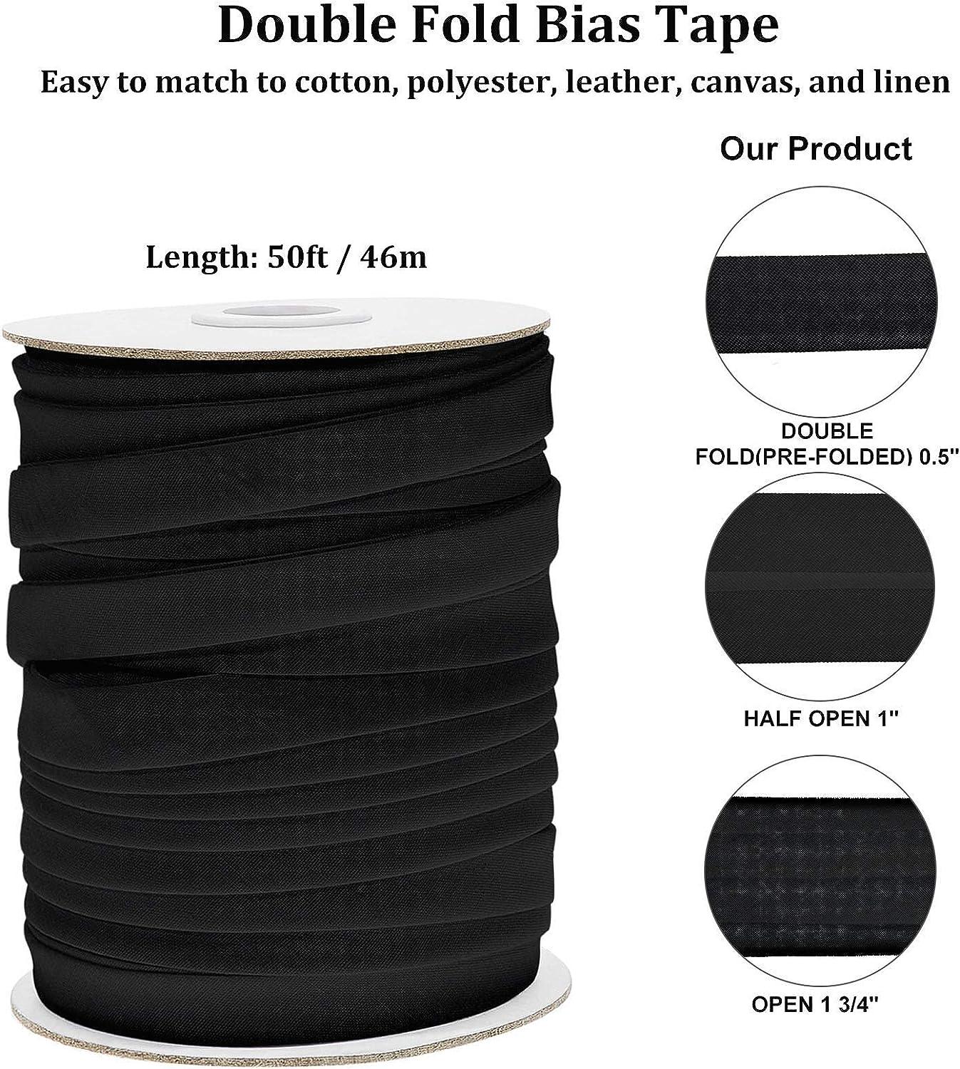 Bias Tape Double Fold Bias Tape 1 Inch Continuous Bulk Bias Tape for Sewing  Quilting Binding Hemming Apparel Craft Polyester Non-Stretch(Black 25mm 55  Yards) black 1 inch 1 inch x 55 yards