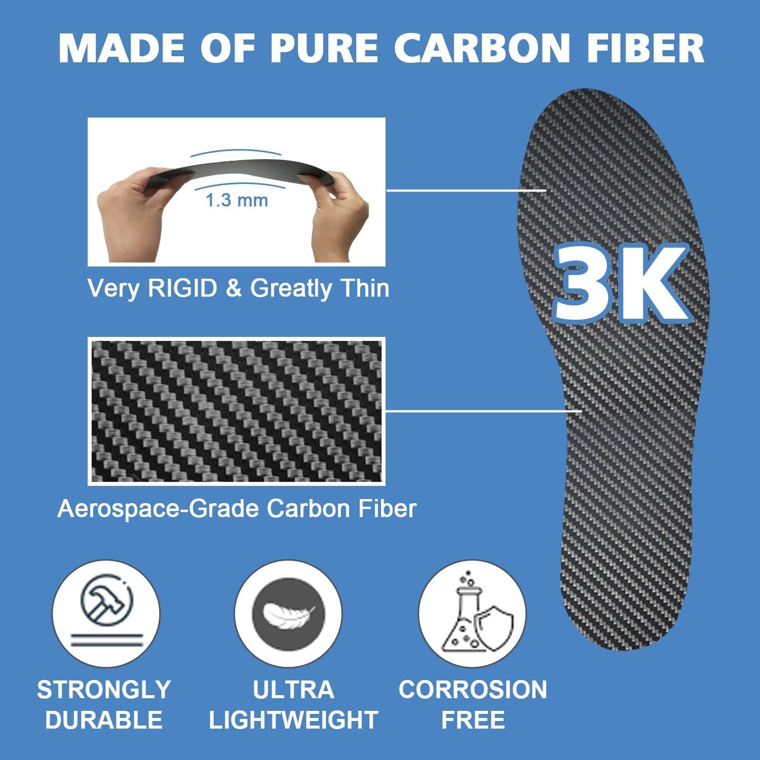 Carbon Fiber Insoles 1 Pair Carbon Fiber Shoe Insert for Hallux Rigidus Lightweight Foot Spring