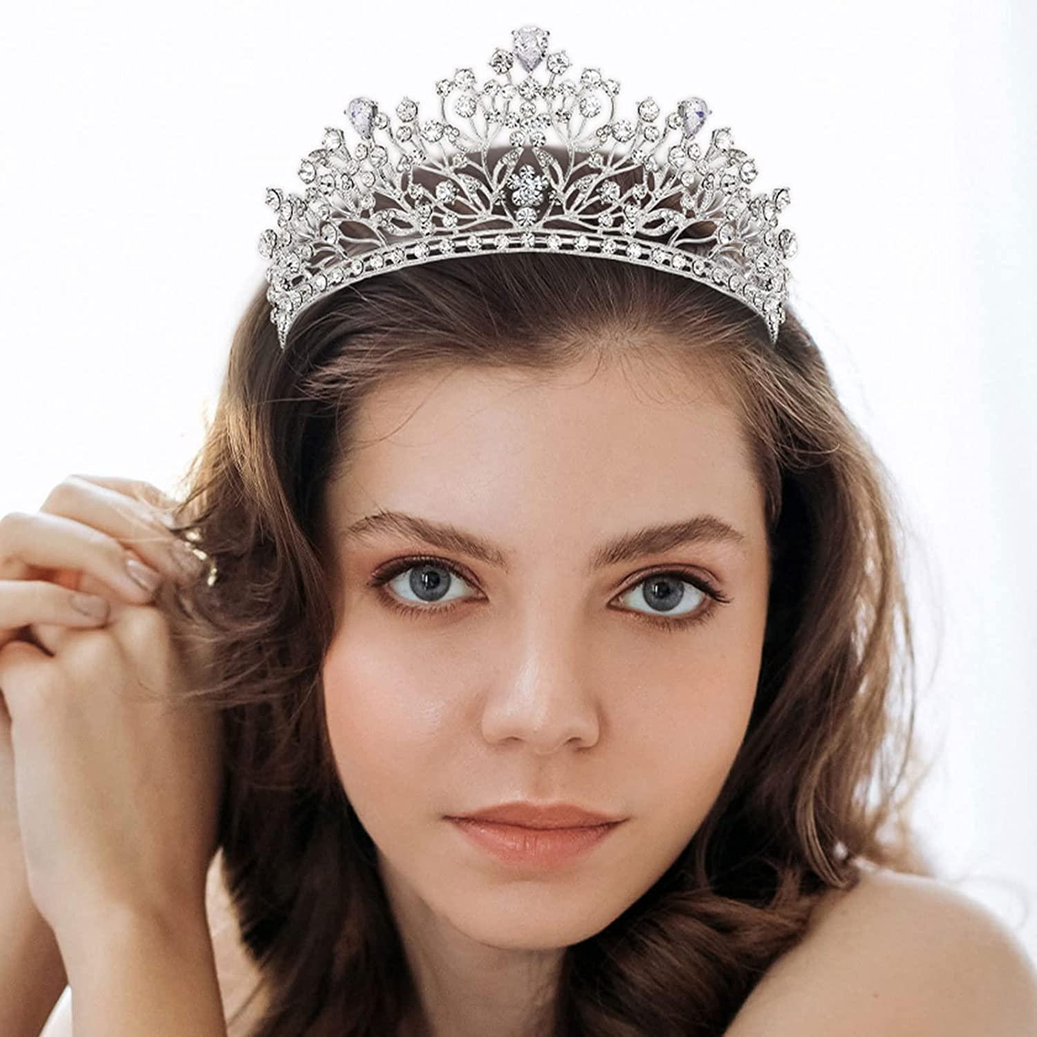 AW BRIDAL Wedding Tiaras and Crowns for Women Crystal Princess Crown