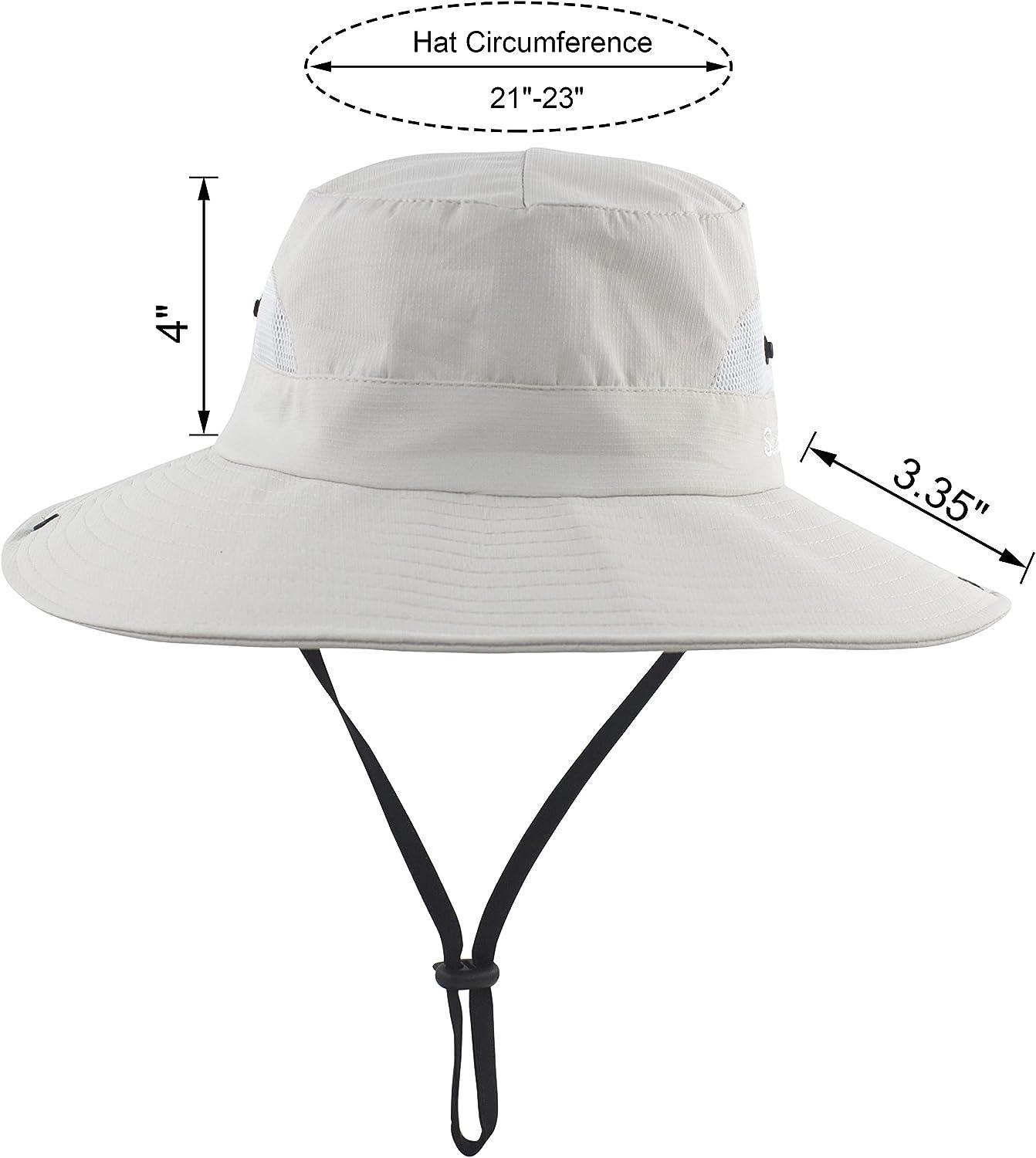 Mukeyo Womens Summer Sun Hat Wide Brim Outdoor UV Protection Hat Foldable Ponytail  Bucket Cap for Beach Fishing Hiking Beige
