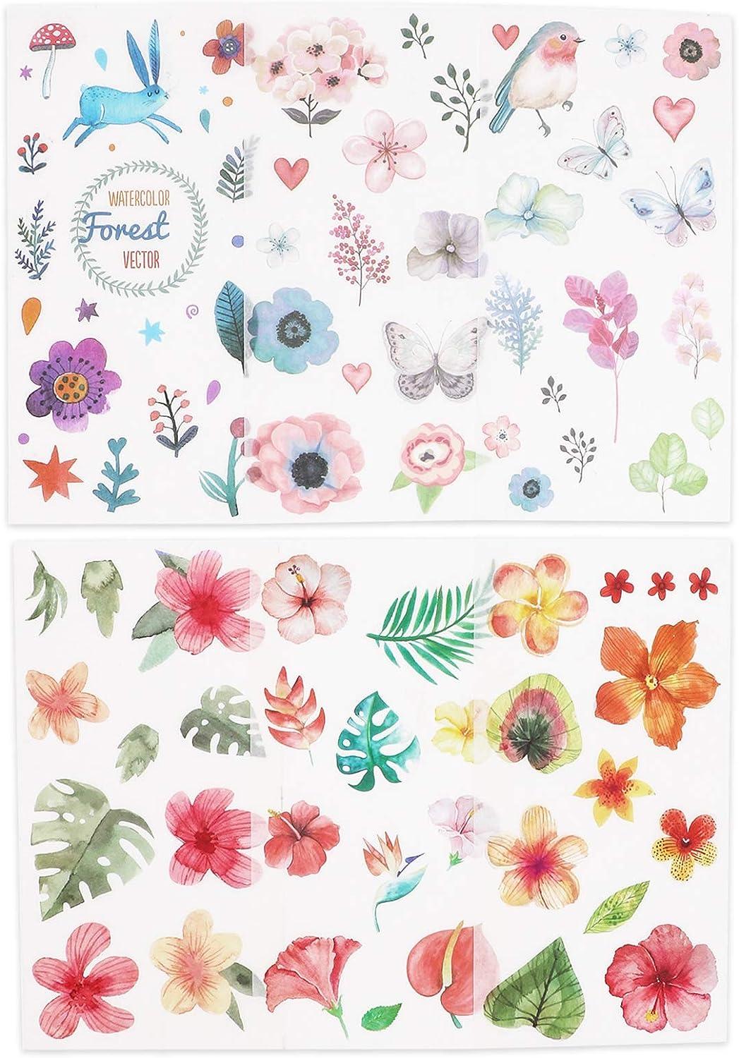 Knaid Pressed Flower Themed Stickers Set (320 Pieces) Dried Flowers Re