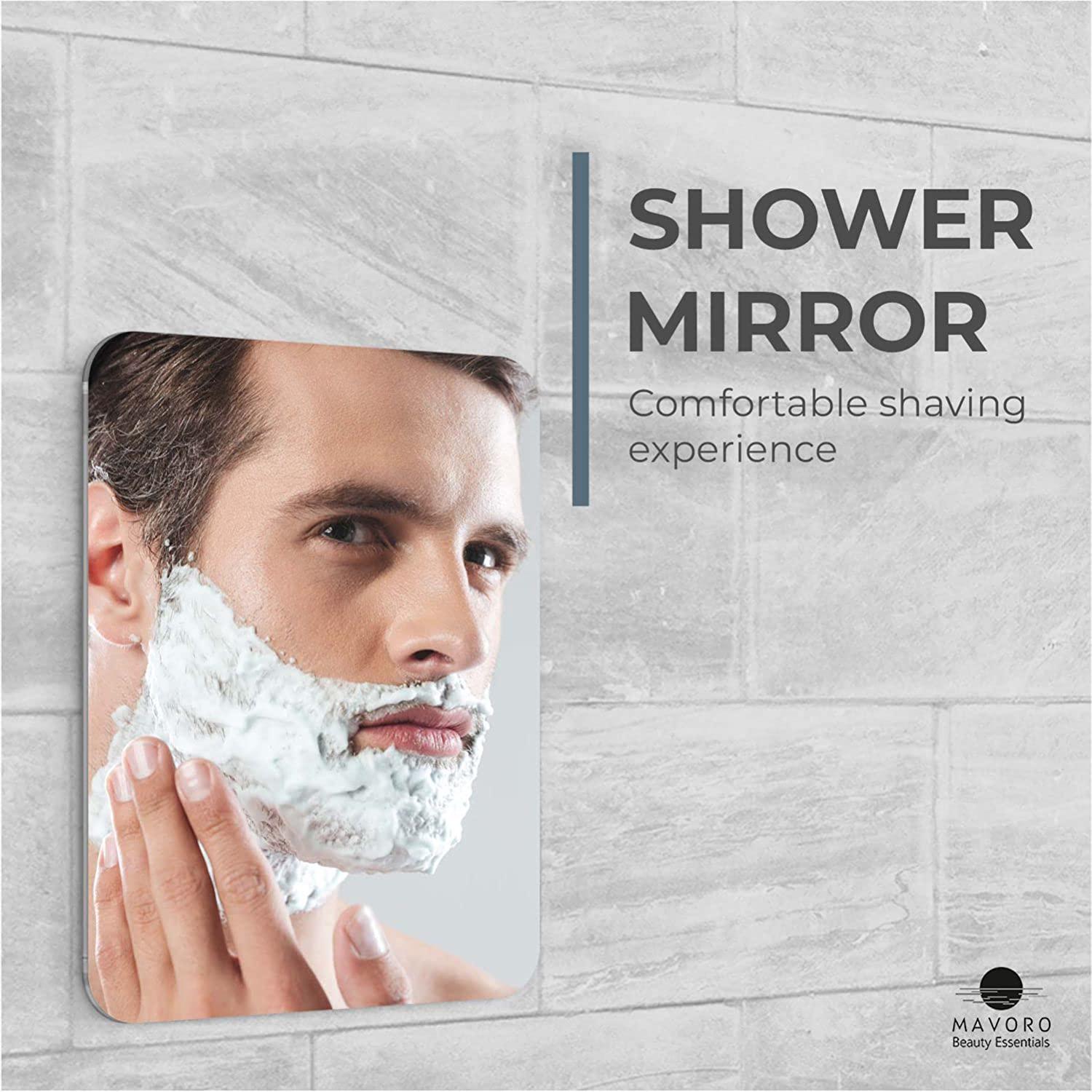 Mavoro Shaving Mirror for Shower - 3M Adhesive Shower Mirror. 7x9in Acrylic  Mirror - Unbreakable Mirror with Less Fogging. Sleek Frameless Mirror. Peel  and Stick Mirror, Glassless Safety Kids Mirror 1