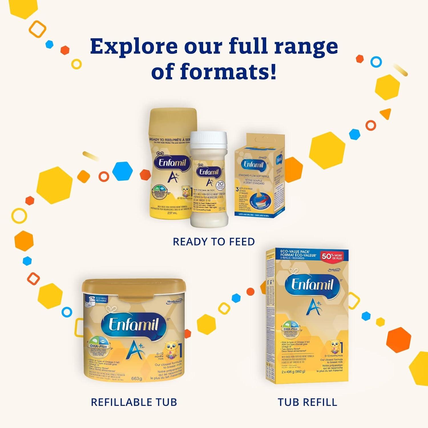Enfamil A+ Baby Formula Ready to Feed Bottles DHA (a type of Omega