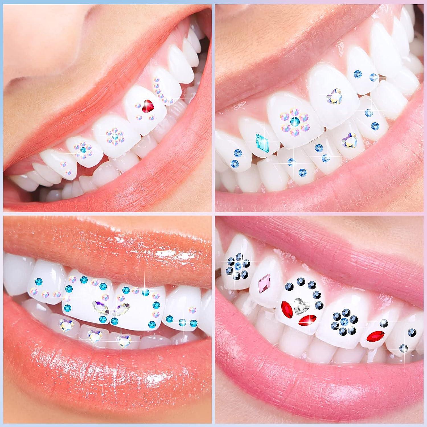 Healifty 4 Sets drill teeth crystals teeth gems decor gems for tooth teeth  jewelry ornament teeth gems nail accessories charms tooth jewelry gems kit