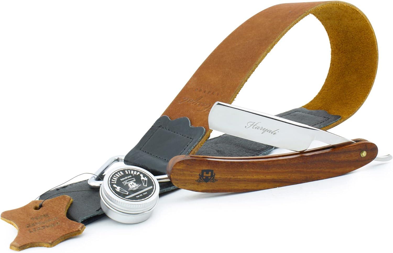 Haryali London Cut Throat Razor Kit 3 Pcs Wooden Straight Razor Kit