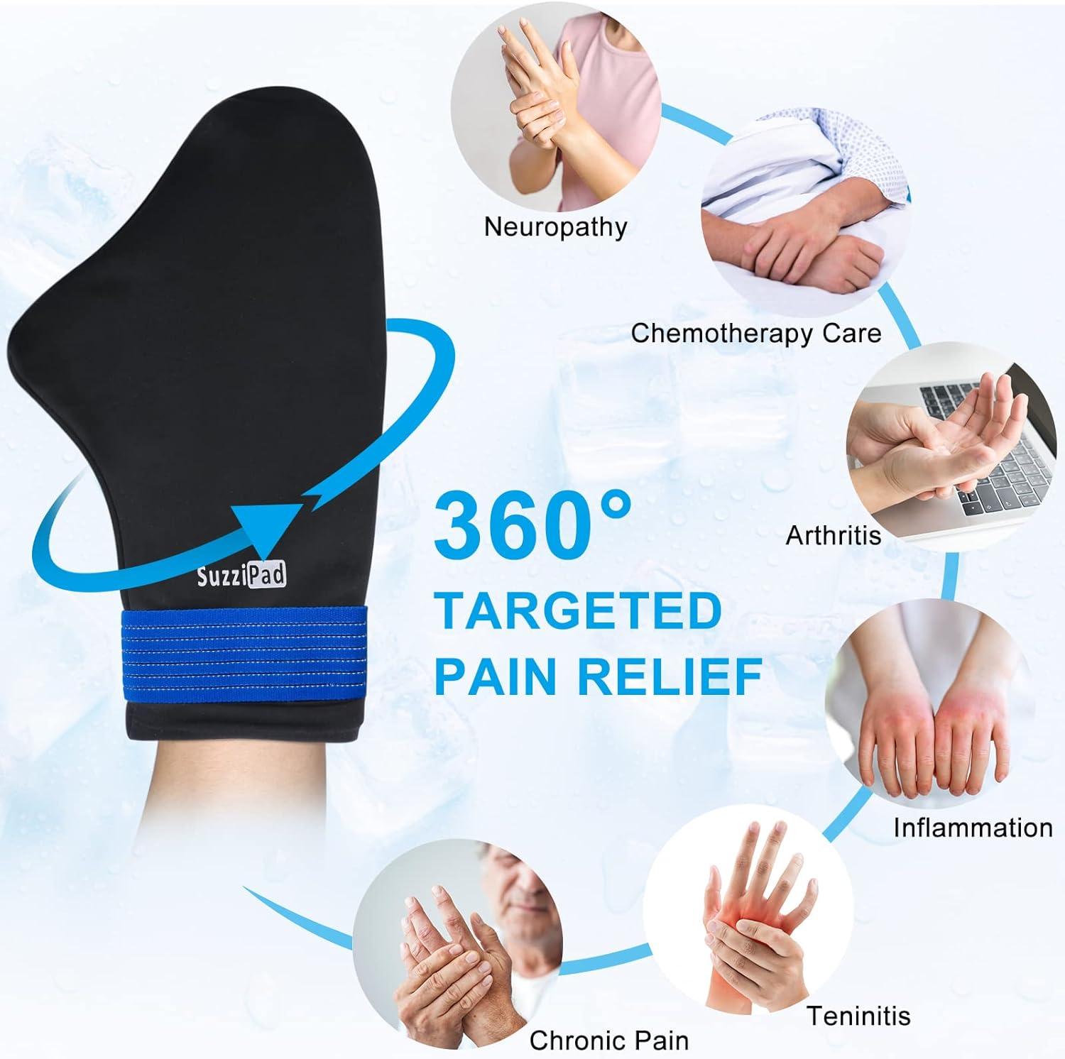 SuzziPad Hand Ice Pack Cold Gloves for Chemotherapy Neuropathy Hold & Cold Therapy for Carpal