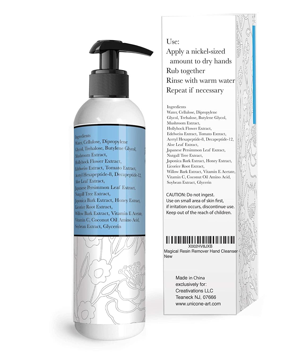 Magical Resin Remover - All Natural - Hand Gel Cleanser - Soap -  Moisturizing - for Artists - for use with resin, glue, silicone, paint,  epoxy, glitter - 8oz.