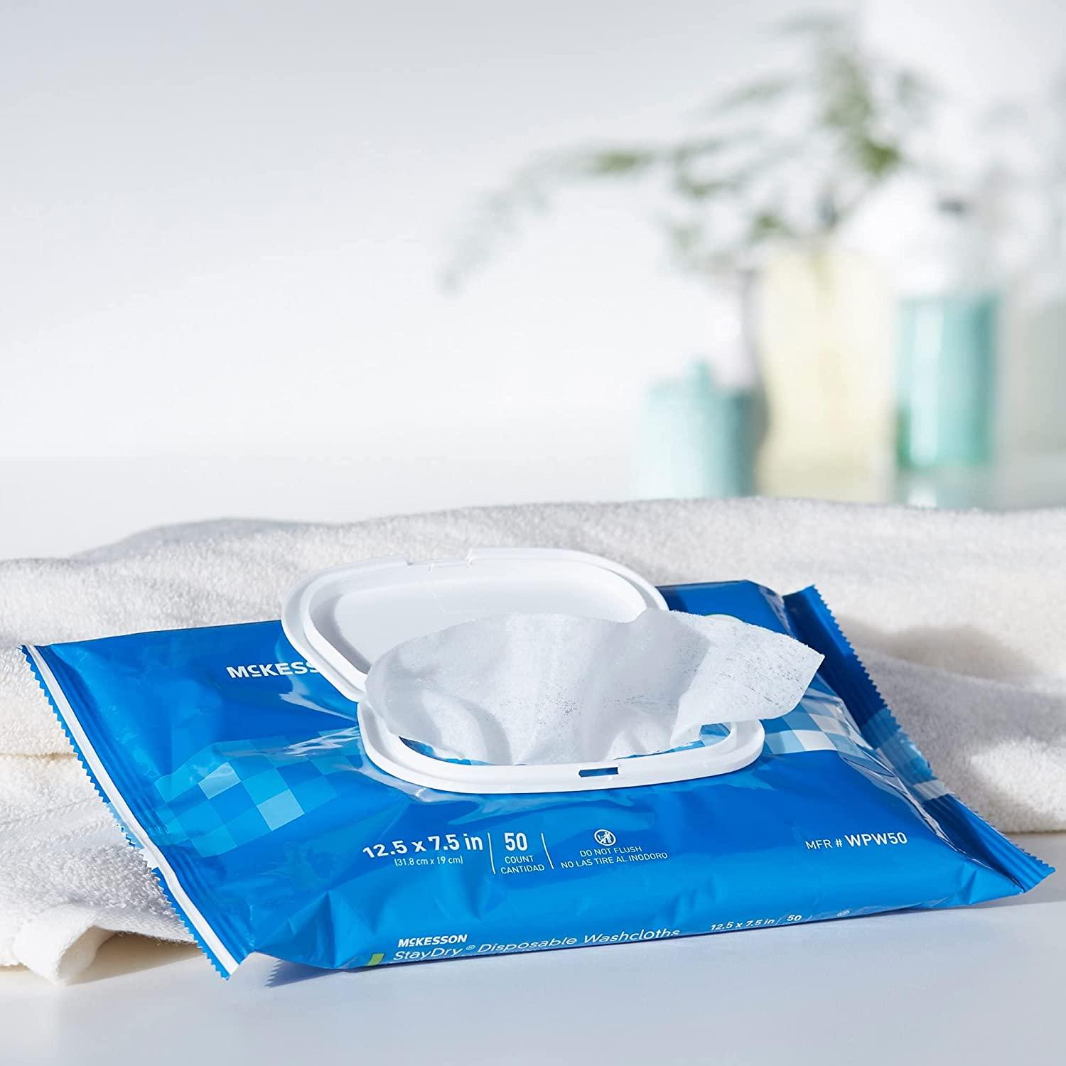 McKesson StayDry Disposable Wipes or Washcloths for Adults with Aloe