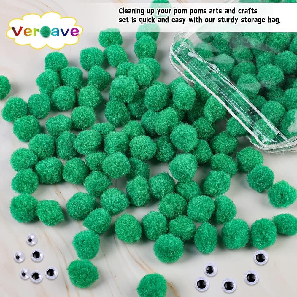 Veroave 150 Pieces Pom Poms 1 Inch Green Green Pom Poms Craft Puff