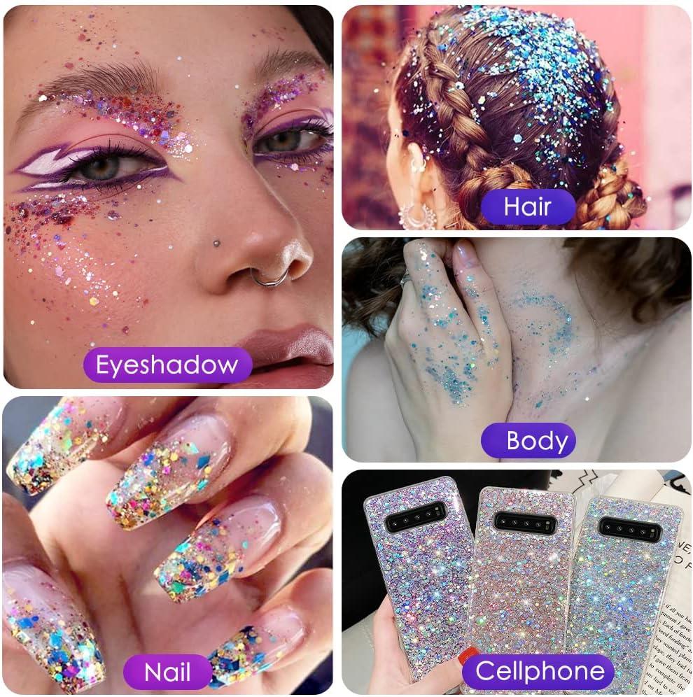 Glow in The Dark Tiny Stars Glitter,3mm Pink Star Shaped Luminous Sequins for Nail Art,Slime Supplies,Resin Craft,Home Decoration - 0.35oz