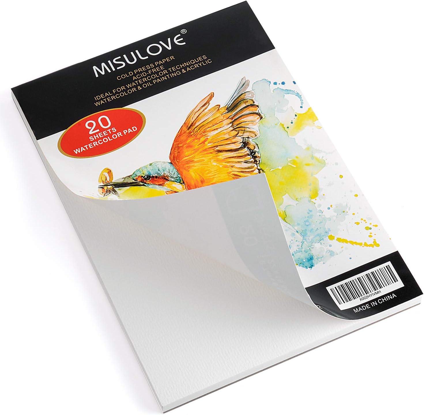 MISULOVE 6.1X8.7 Watercolor Paper Pad, Cold-Pressed, Acid-Free, Ideal for  Watercolor Painting and Wet Media, Textured Paper Great and Sketchbook, Art  Paper for Kid, 20 White Sheets (140lb/300gsm)