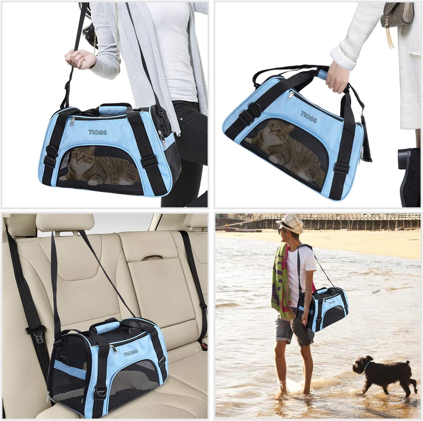 Lufei Ultra-Light Pet Carrier, Soft Sided And Foldable Travel Carrier With  Front And Top Openings, For Cats And Small Dogs, Blue And White, Large Size
