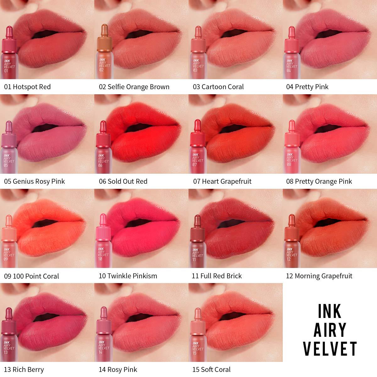 Peripera Ink Airy Velvet Lip Tint 02 Selfie Orange Brown 0.14 oz (4 g)
