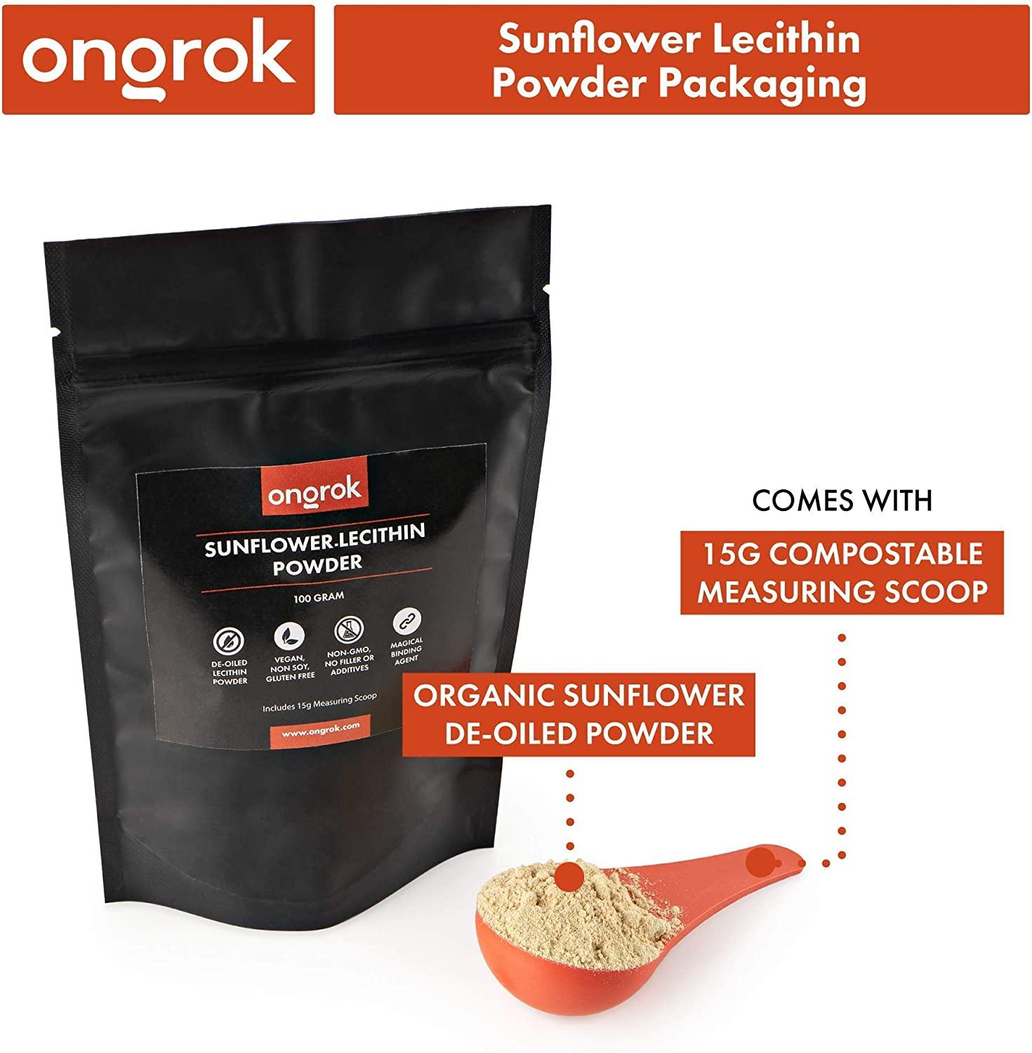 ONGROK Sunflower Lecithin Powder 100g Vegan & NonGMO Edible Binding