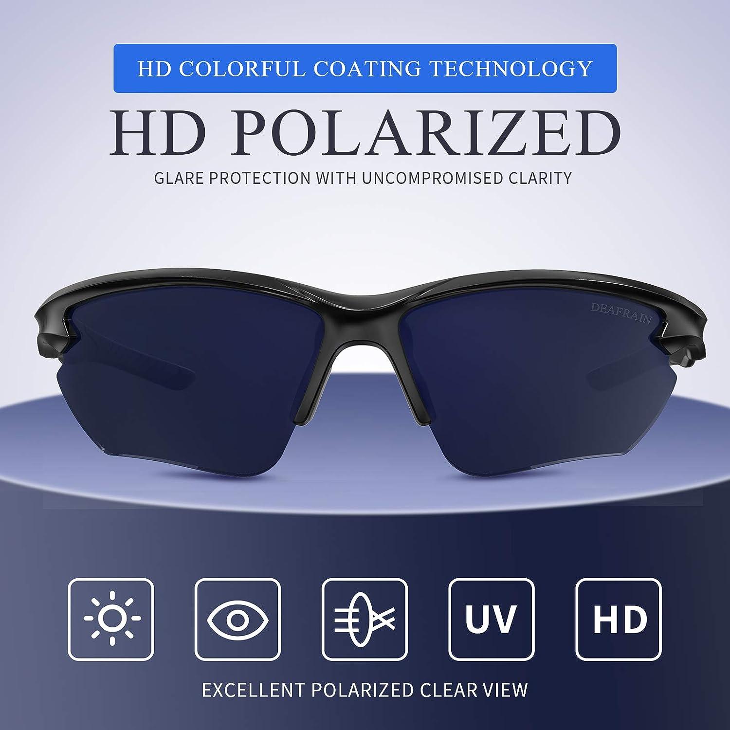 DEAFRAIN 偏光スポーツサングラス メンズ レディース 運転 釣り サイクリング ランニング 紫外線保護