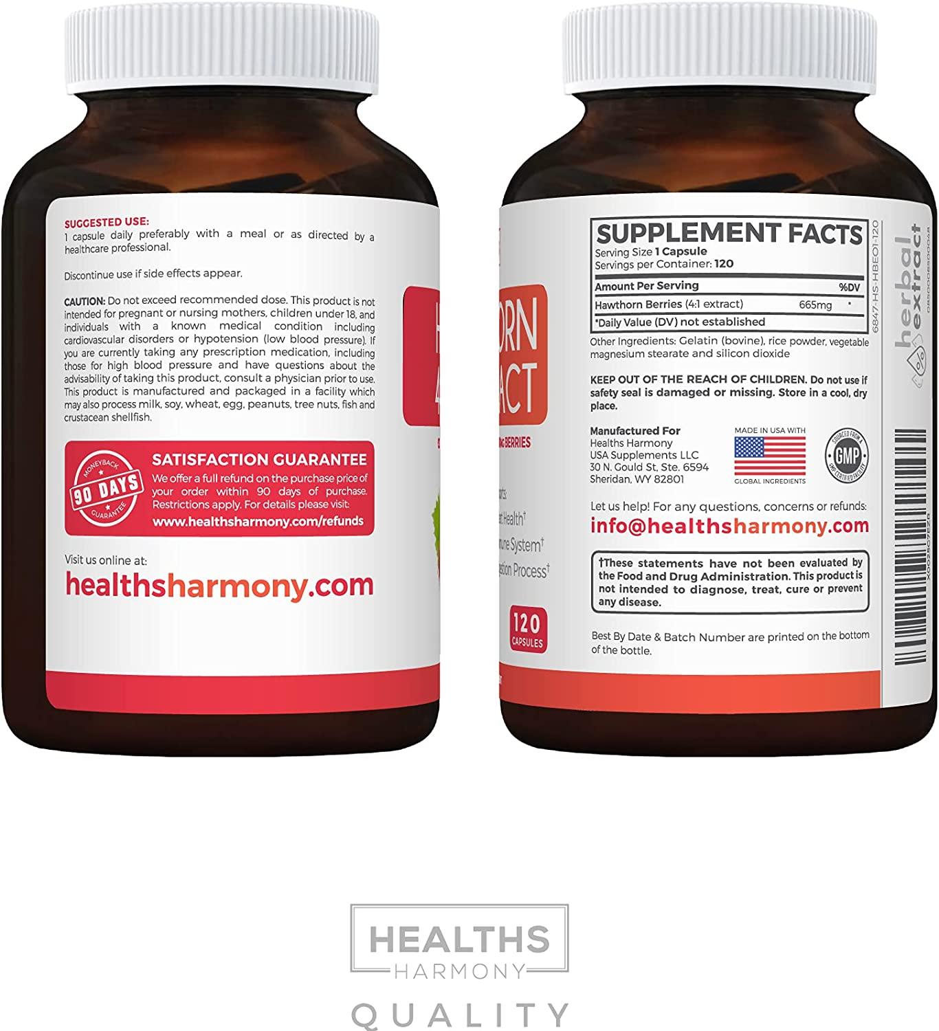 Hawthorn Berry Capsules 4 Month Supply High Strength Extract for