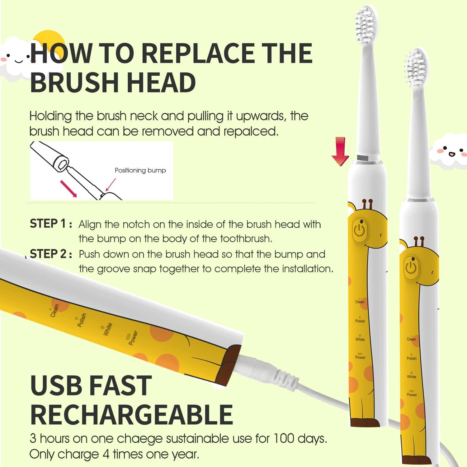 Kids Toothbrush Electric, U Shaped Automatic Toothbrush with 6