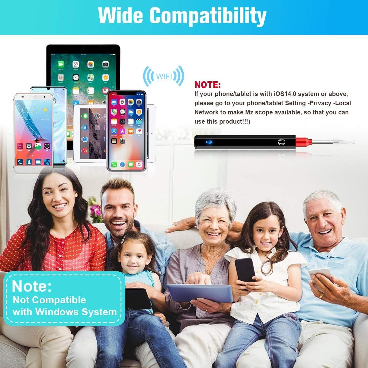 Smart Ear Wax Removal Kit, WiFi Otoscope HD Visual Ear Wax Cleaner With 6 LED Lights, IP67 Waterproof Spade Lens Ear Camera Endoscope For IPhone, IPad & Android