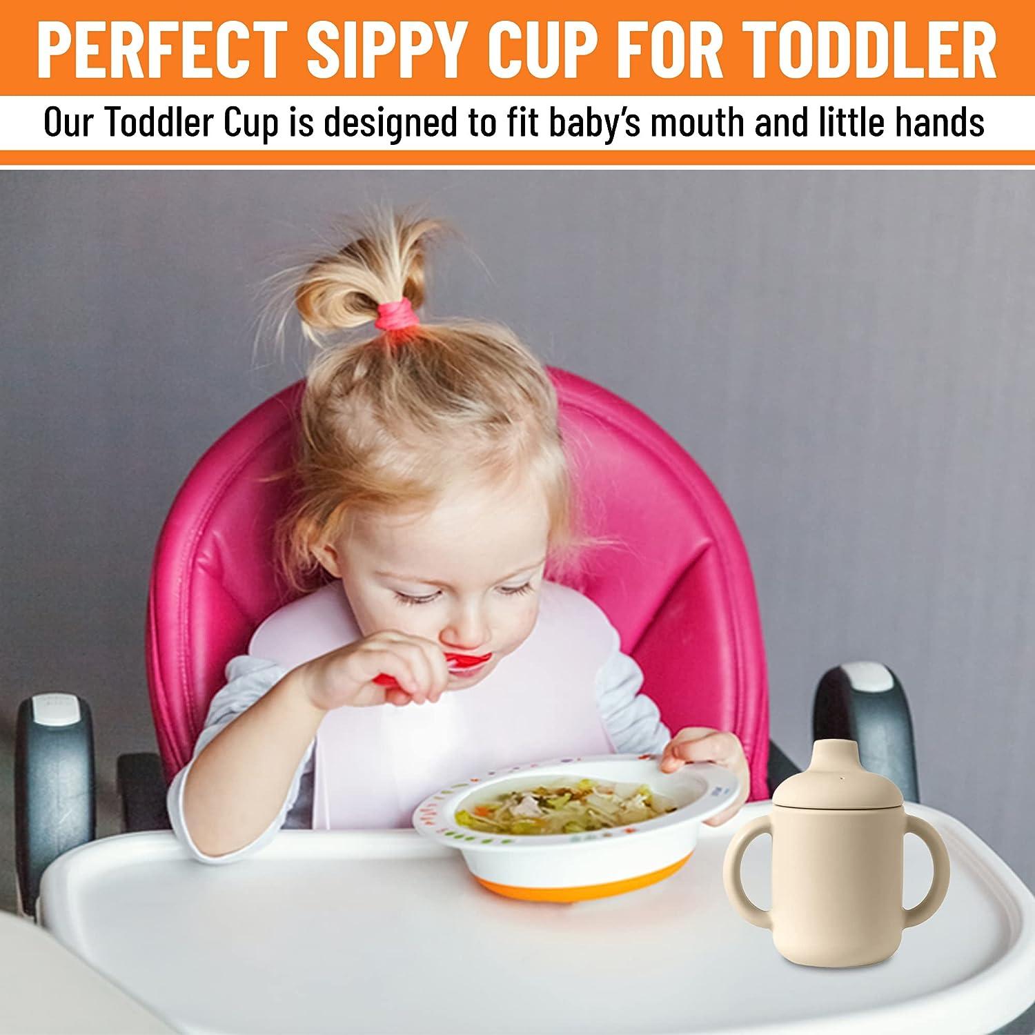 Toddler Cups with Lid & Non Slip Handles For Baby Toddler & Infant, 100%  Silicone Training Smoothie Cups