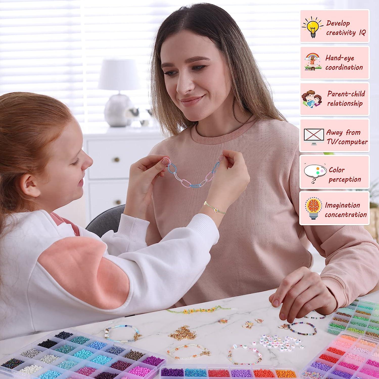 Bead Kids Set, Bracelet Making Kit Letter Beads Improve Imagination With  Faux Crystal Thread For Bracelet Making For Children