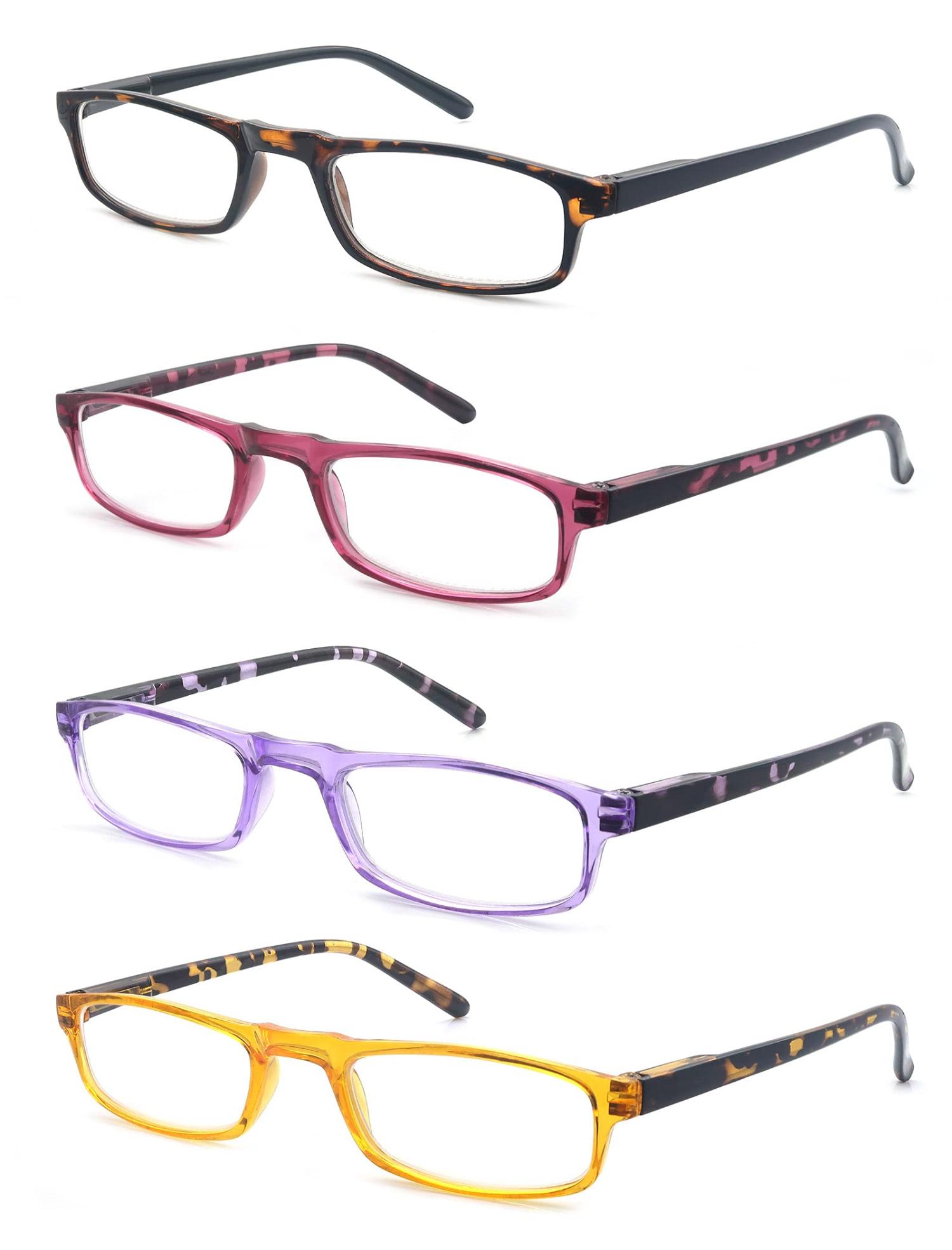 MODFANS Reading Glasses 4 Pairs Fashion Readers Narrow Frame Spring