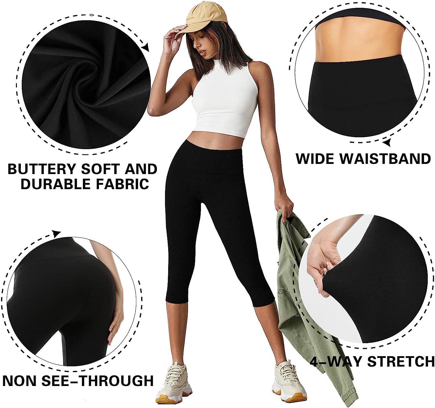  Soft Capri Leggings For Women - High Waisted Tummy Control  No See Through Workout Yoga Pants