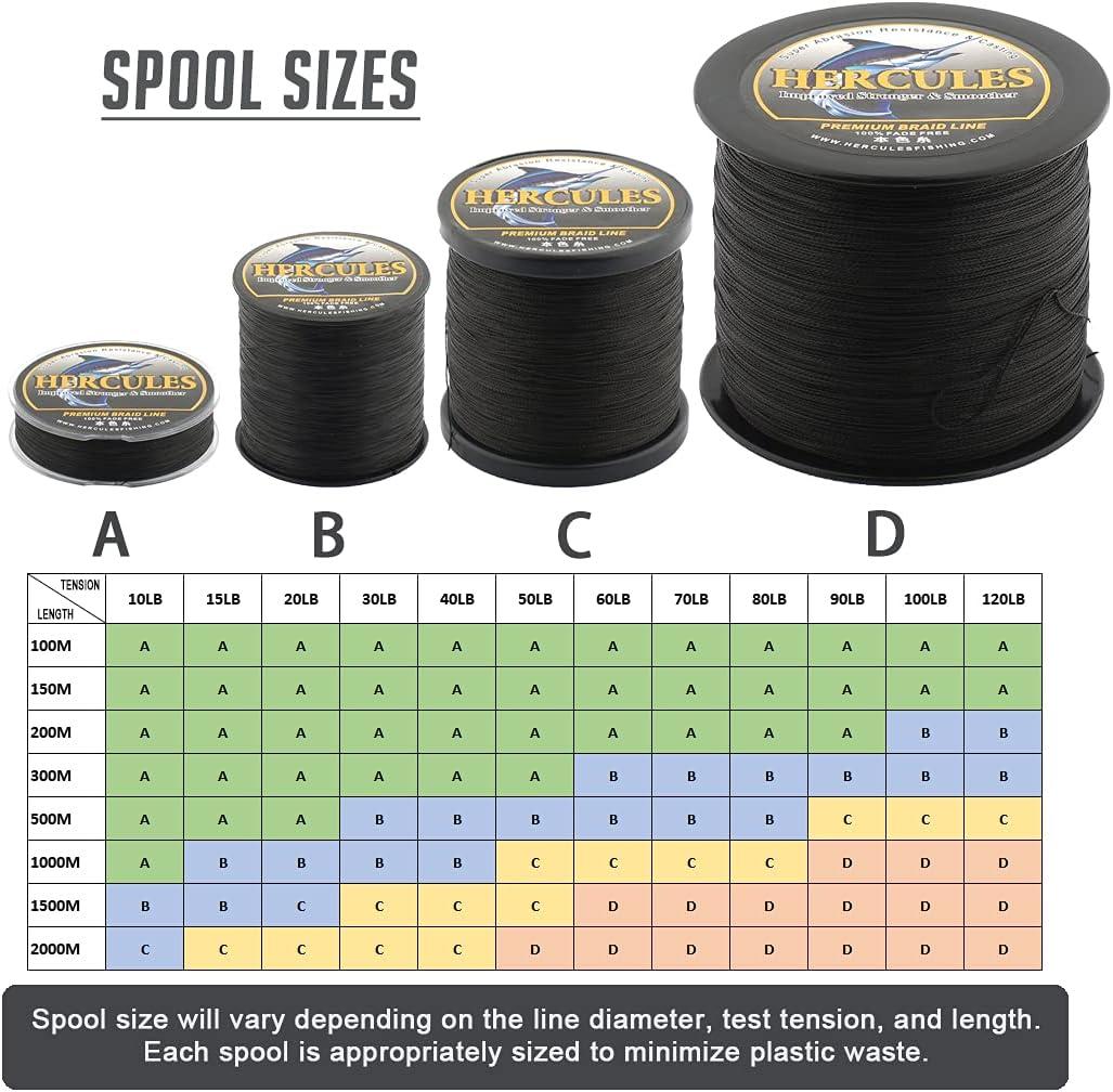HERCULES Braided Fishing Line 12 Strands, 100-2000m 109-2196 Yards Braid  Fish Line, 10lbs-420lbs Test PE Lines for Saltwater Freshwater - Yellow,  20lbs, 500m : : Sports & Outdoors