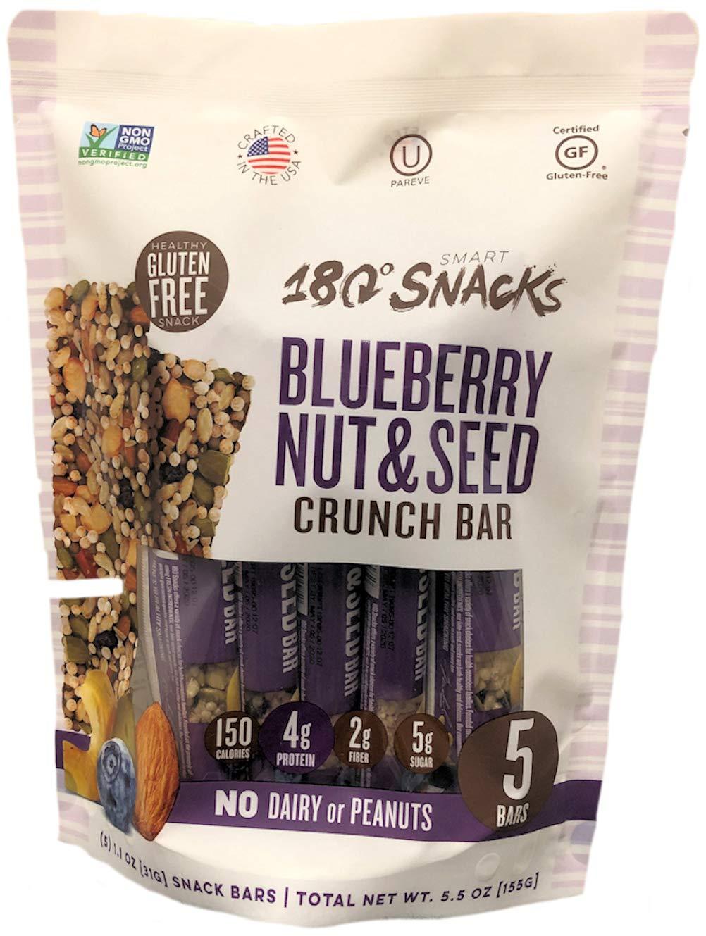 180 Snacks Fruit Nut & Seed Crunch Bar 1 Pack, 5 Snack Bars (Blueberry