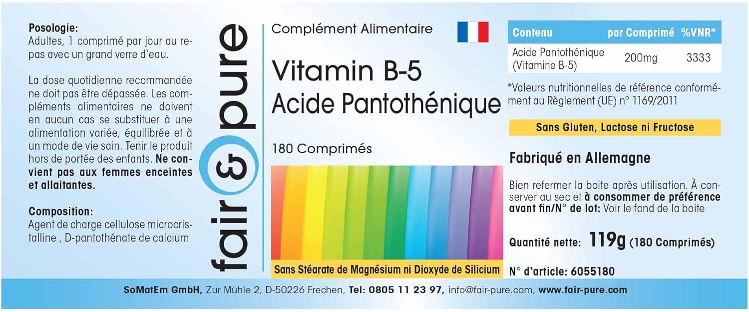 Vitamin B5 Pantothenic Acid, 200mg - 180 vegan caps