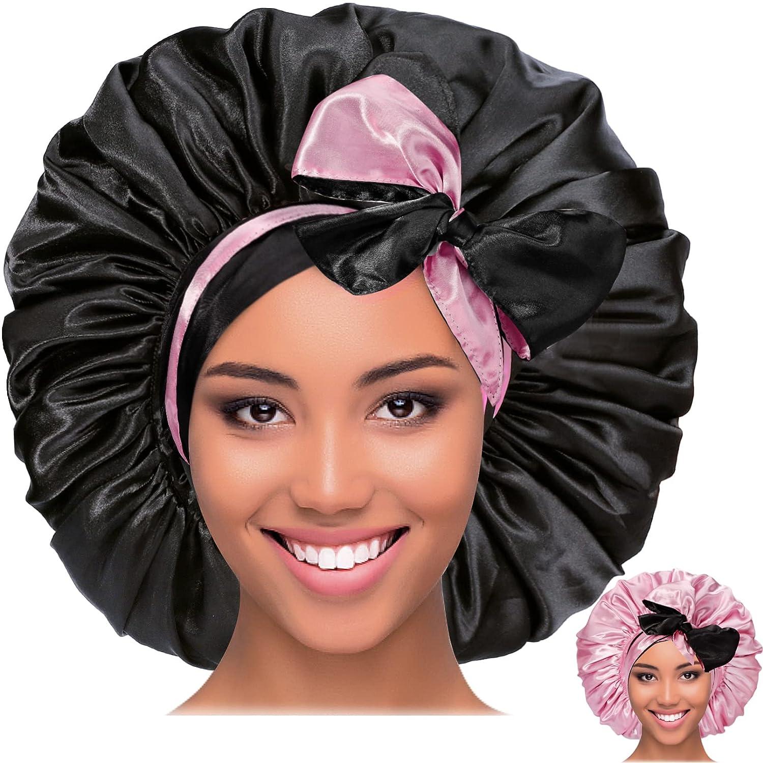 Satin Bonnet For Women Hair Bonnet For Sleeping Large Double Layer Silk  Sleep Cap With Wide_h