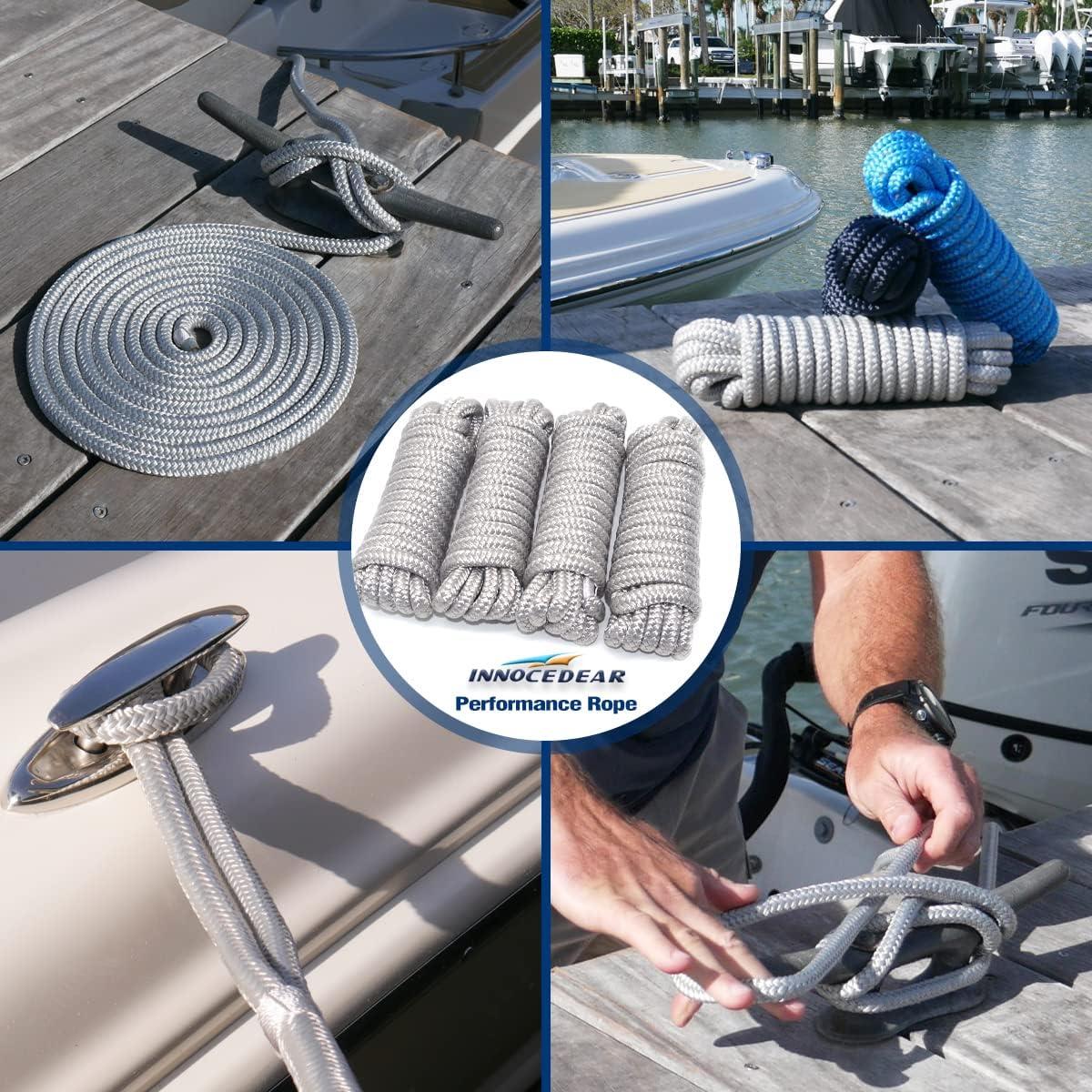 Innodedear 1/2 X 15 Dock Lines 4 Pack | Marine-Grade Double-Braided ...