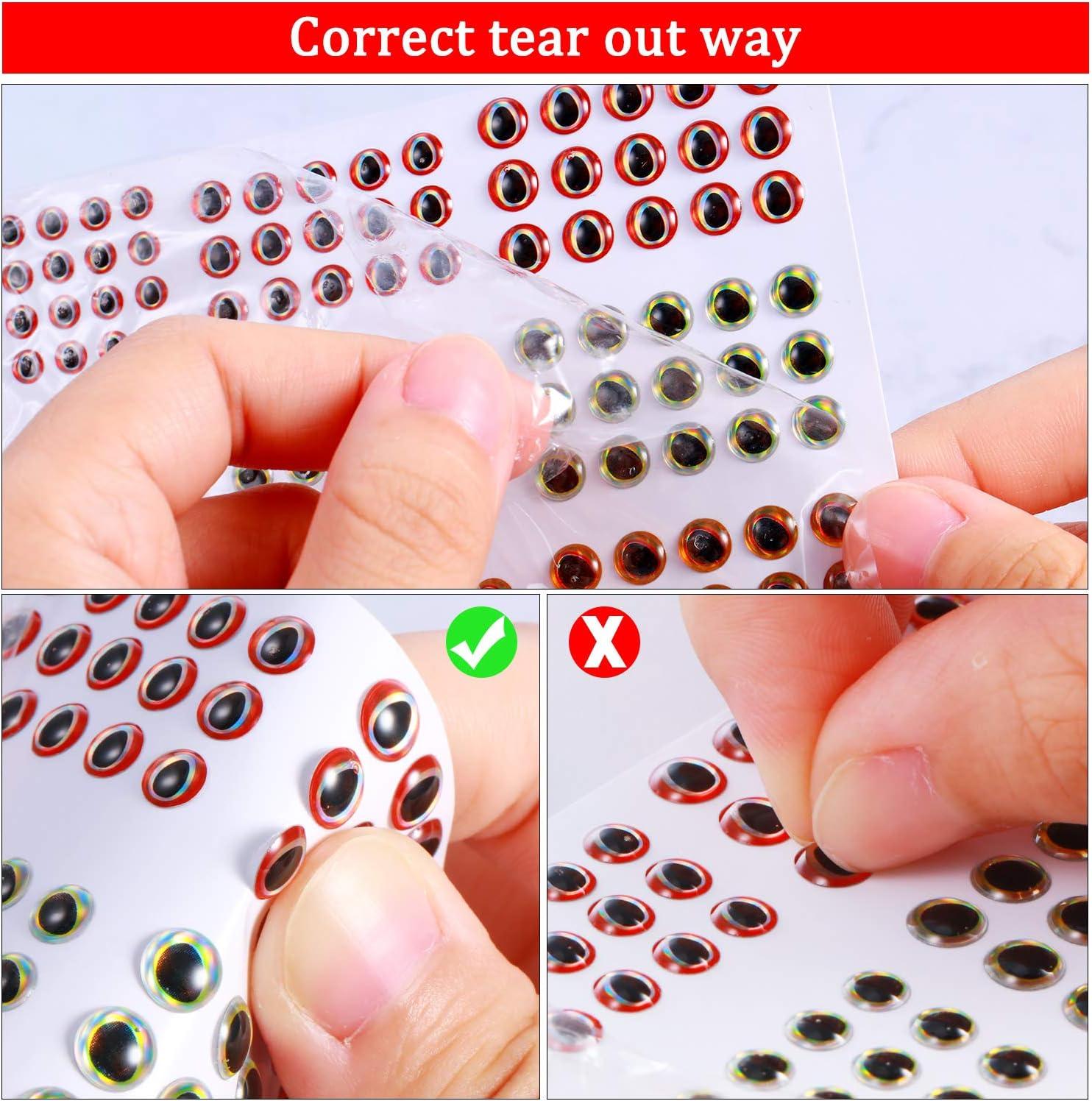 YUAAO 1242 Pieces 3D 4D Fishing Eyes Oval Fishing Lure Eyes Realistic Fishing  Eye for Making Fishing Bait Fly Tying Streamers Lures Crafts 6 Sizes: 3mm/  4mm/ 5mm/ 6mm/ 8mm/ 10mm (Multicolor-1242 Pcs)