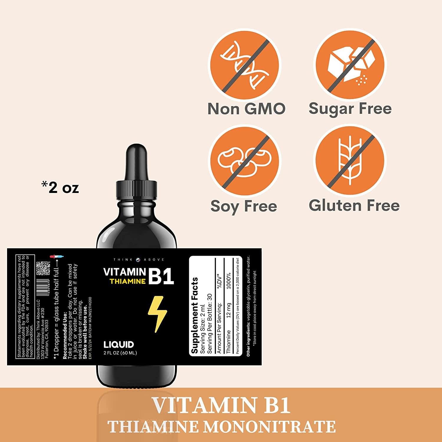 Vitamin B1 Thiamine Mononitrate Liquid Drops Energy Boost