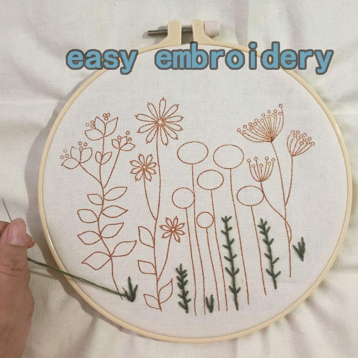 3 Sets of Beginner Embroidery Kits with 3 Patterns and 6 Needles