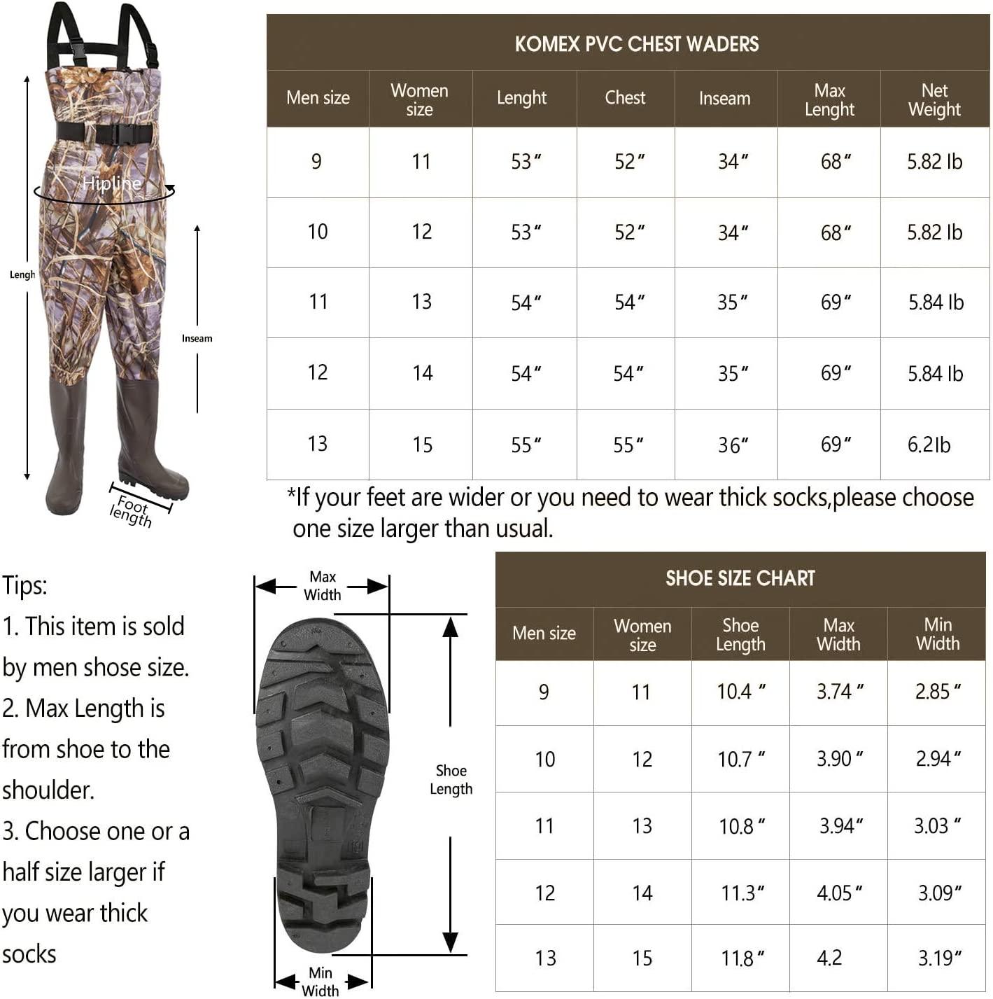 KOMEX Chest Waders for Men with Boots Waterproof, Fishing & Hunting Waders  with Boot Hanger Camo 11