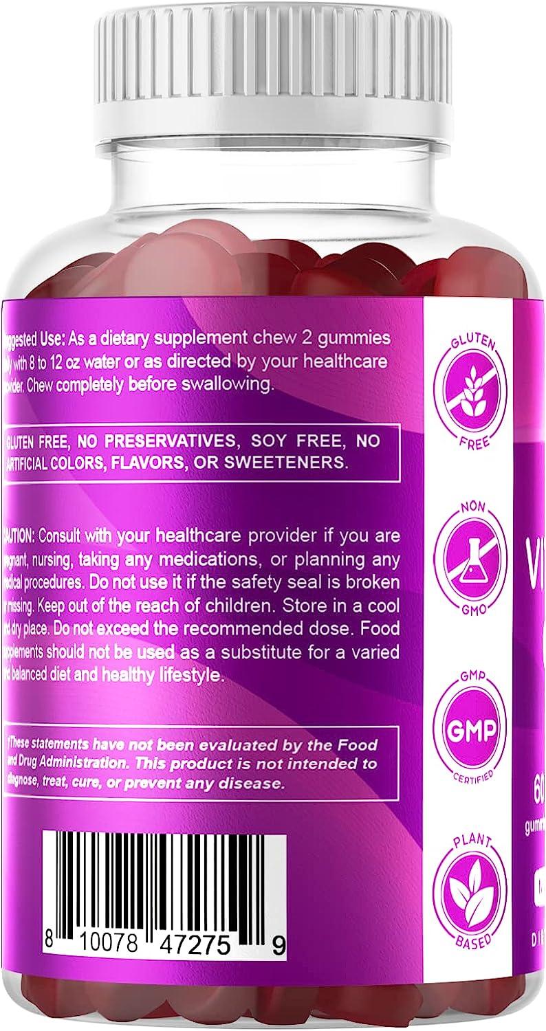 Vitamatic Vitamin B6 100mg Berry Flavor 60 Pectin Based Gummies Supports Nervous System