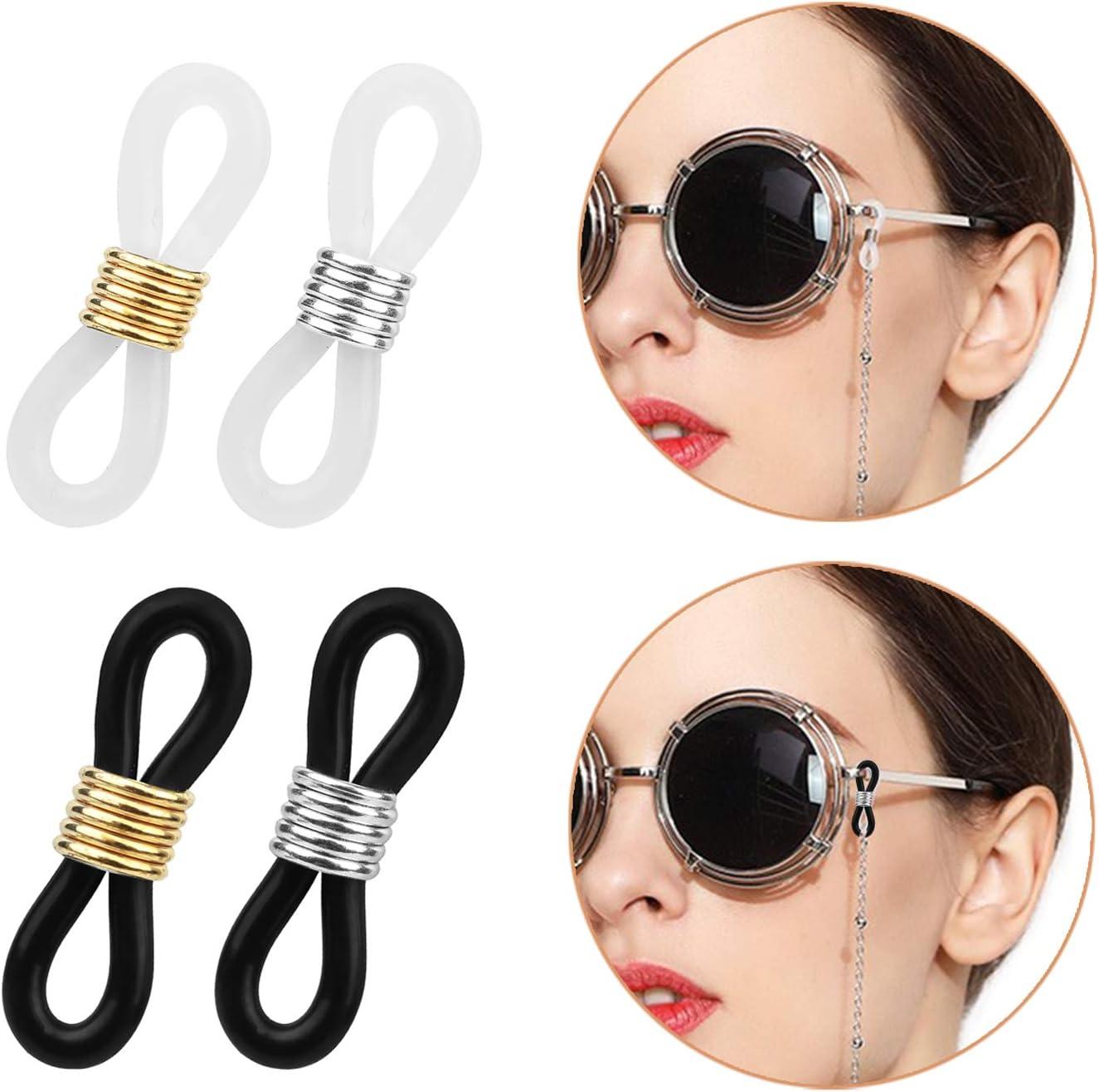 HUIHUIBAO 24 Pieces Eyeglass Chain Ends Adjustable Spring Rubber Ends