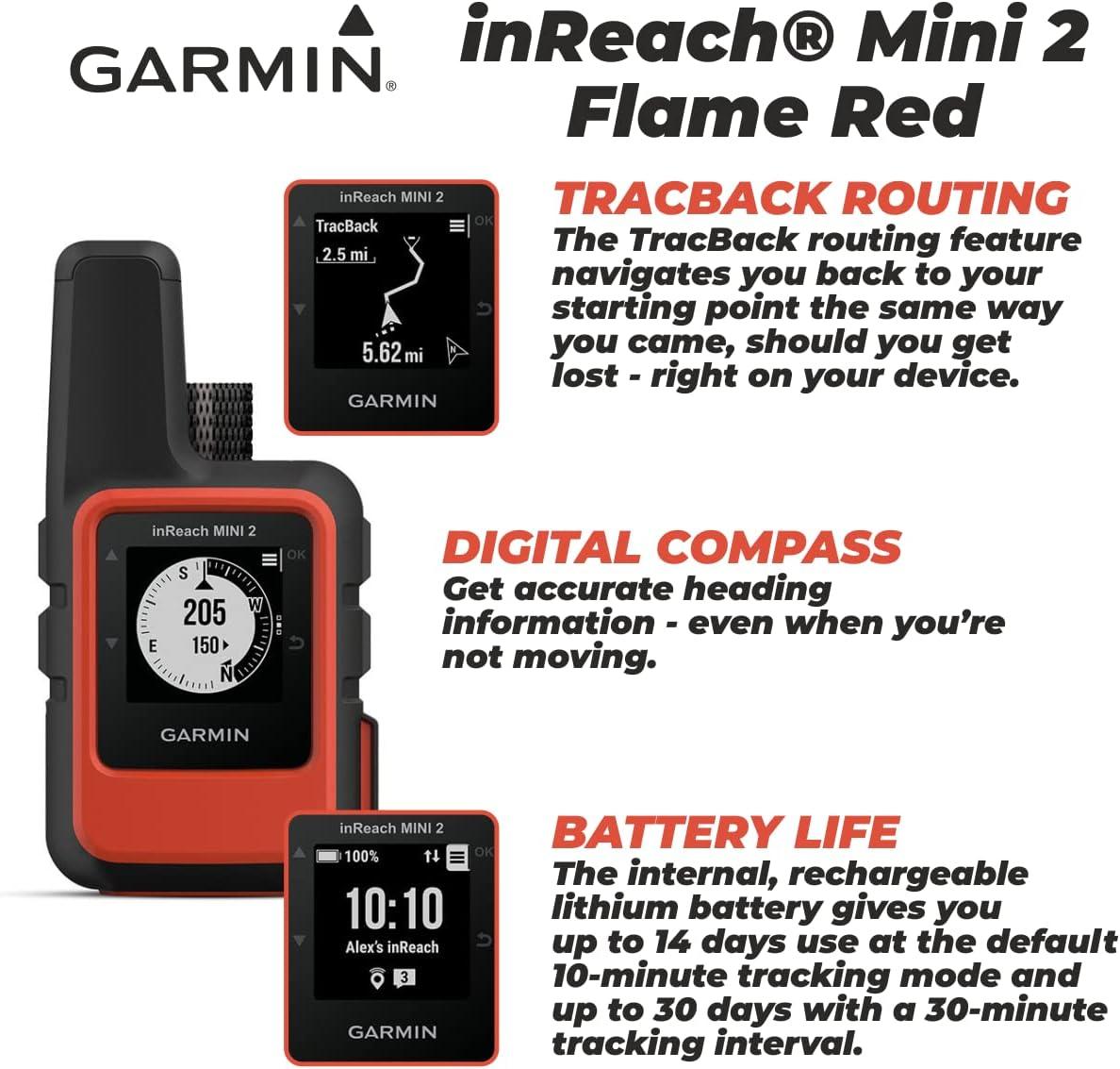 Garmin inReach Mini 2 Satellite Communicator (Flame Red) with