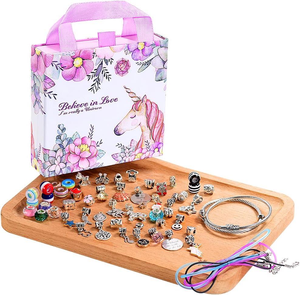 66Pcs Charm Bracelet Making Kit with Jewelry Box, Teen Girl Gifts Jewelry Making  Kit, Girl Toys Art Supplies Crafts for Girls Age 8-12 