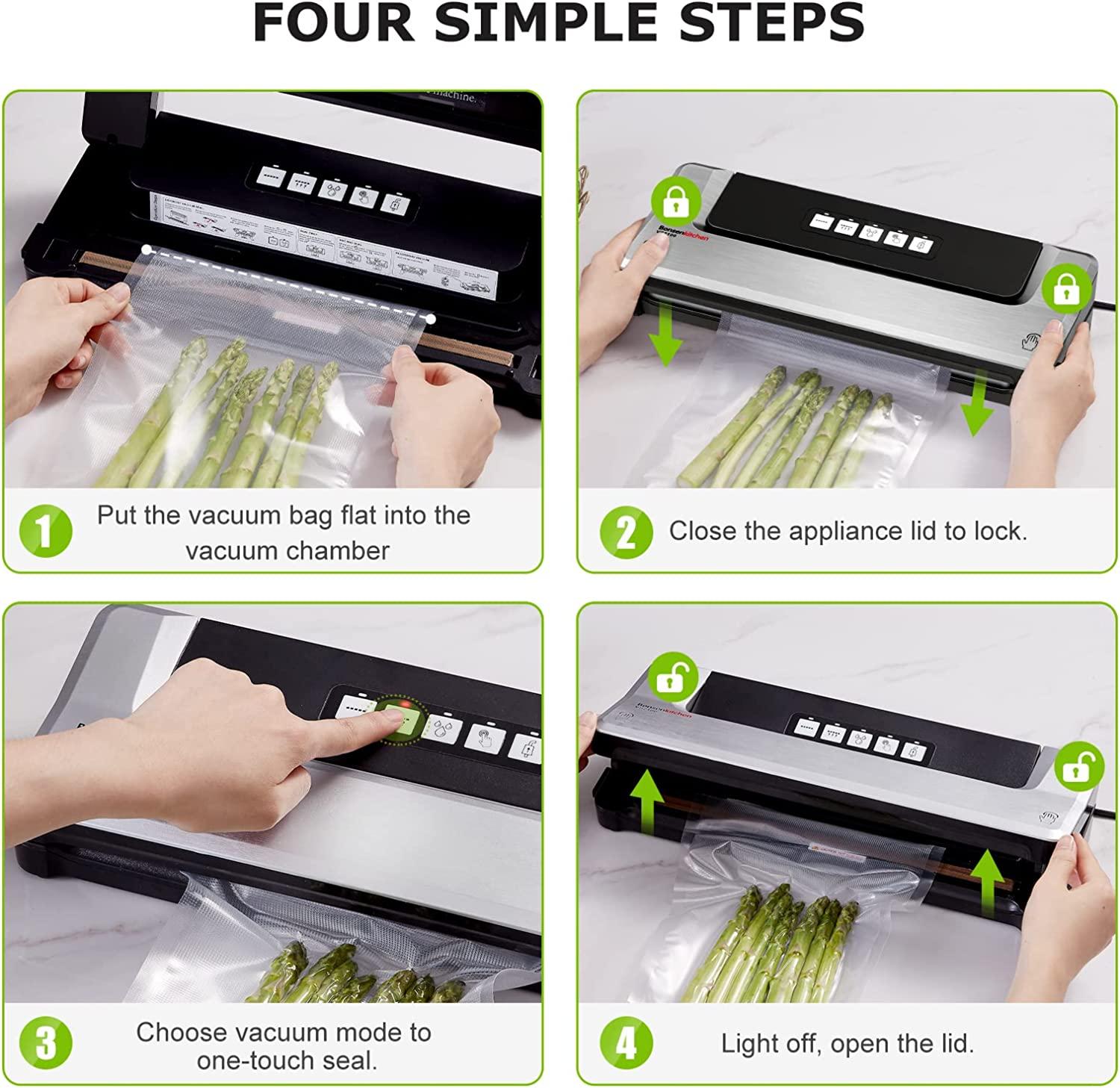 Bonsenkitchen Food Sealer Machine, Dry/Moist Vacuum Sealer Machine with