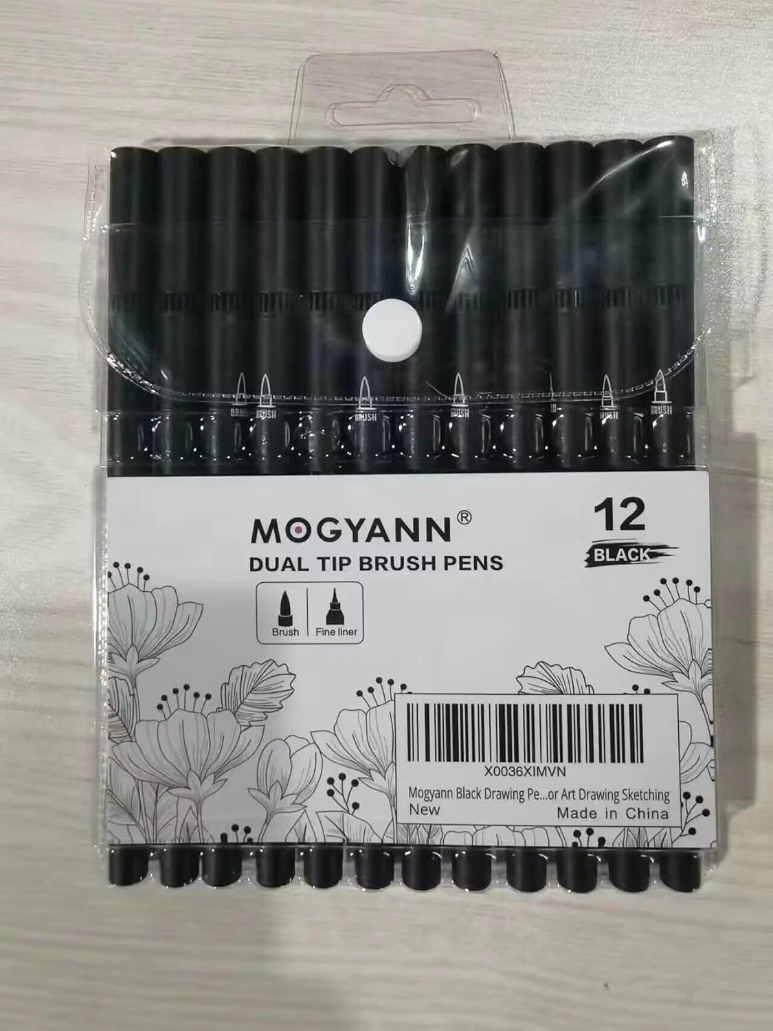 Mogyann Drawing Pens Black Art Pens for Drawing 12 Size Waterproof Ink Pens  for Artists Sketching Manga Writing