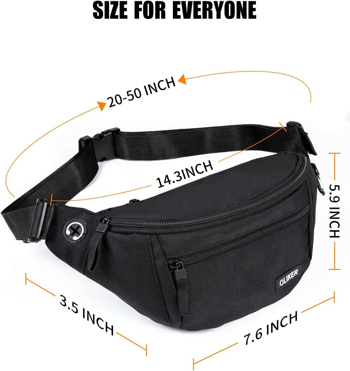 OLIKER Large Crossbody Waist Bag Pack | 4-Zipper Pockets