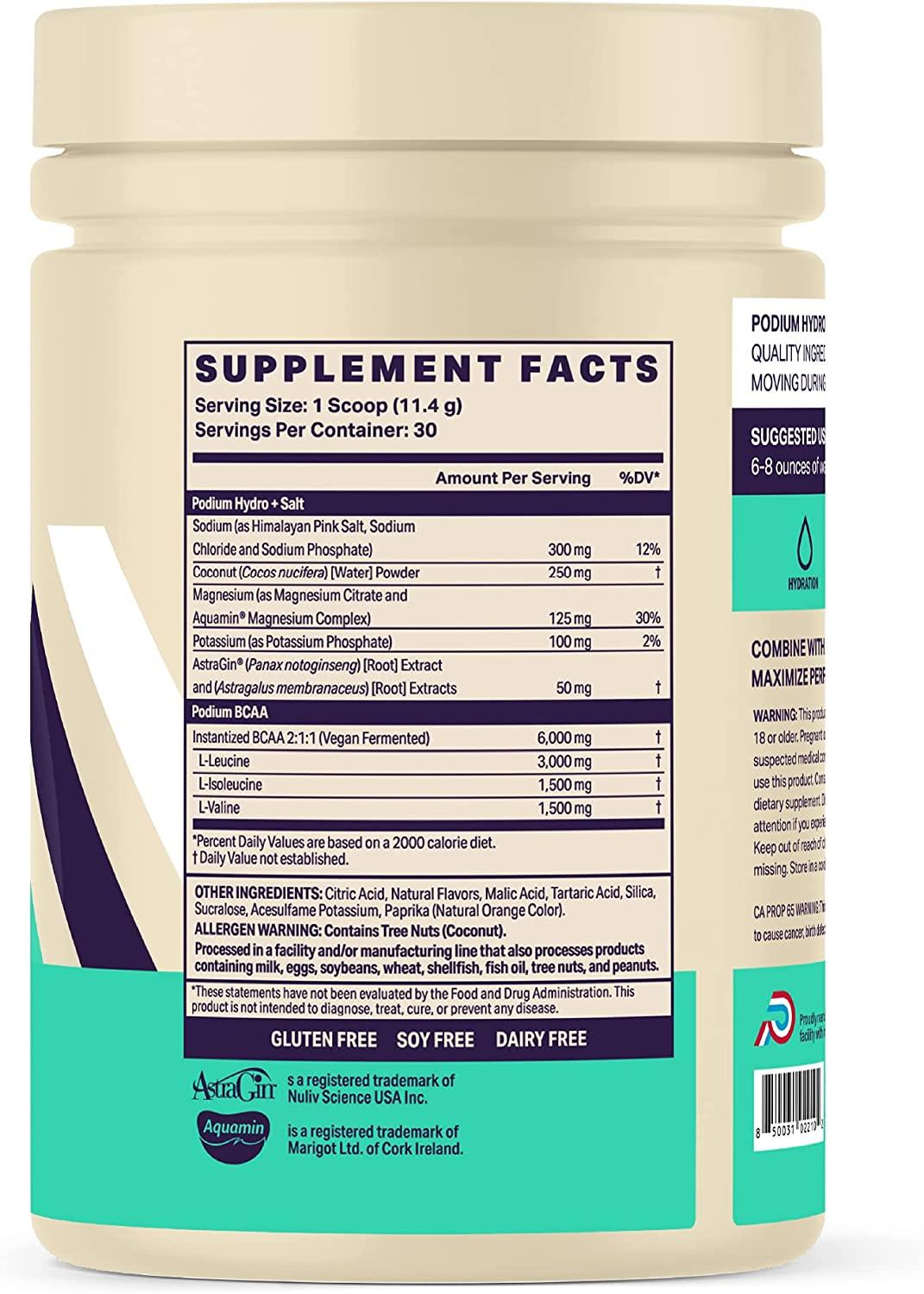 Podium Nutrition, Instantized BCAA Powder, Hydro and Salt, Sour