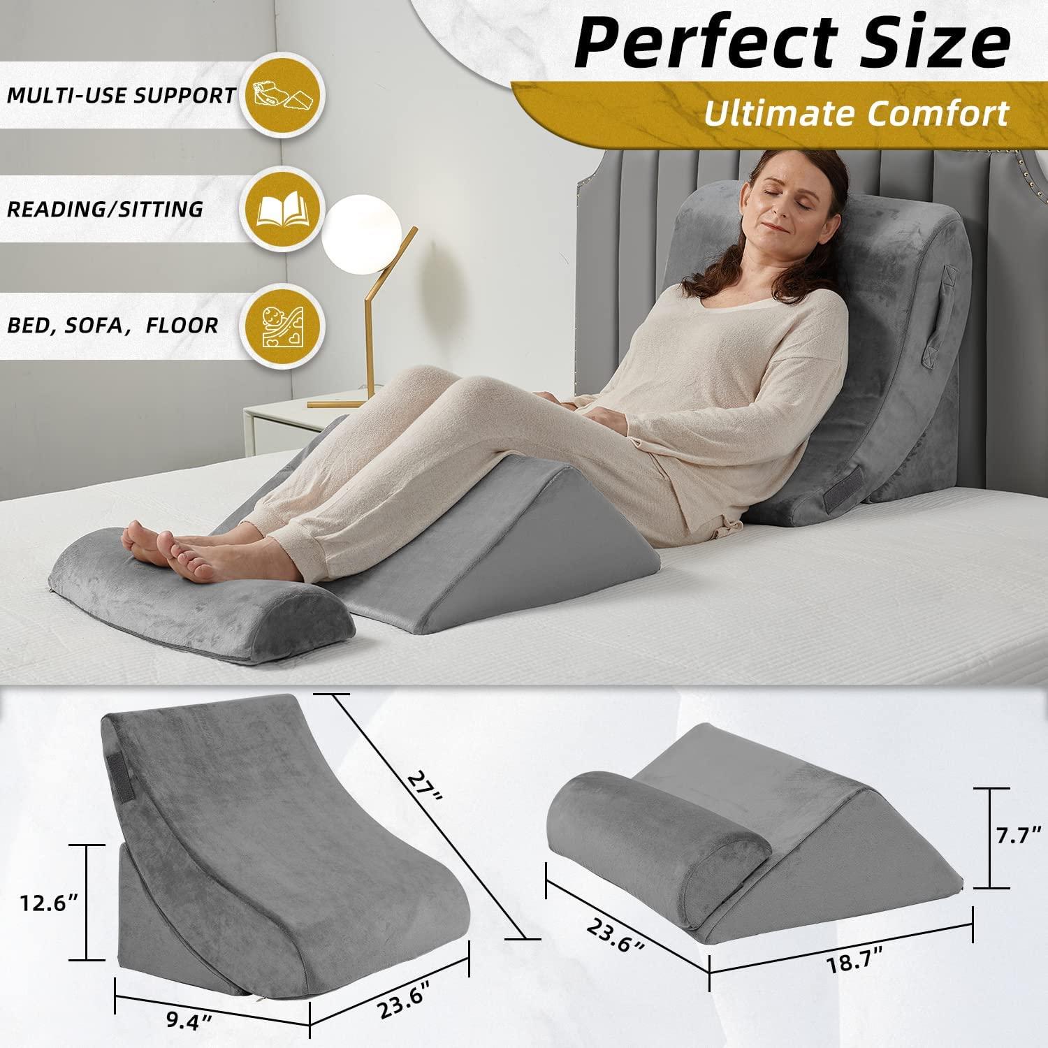 Bed Wedge Pillow, Unique Curved Design for Multi Position Use, Memory  Foam Wedge Pillow for Sleeping, Works for Back Support, Leg, Knee